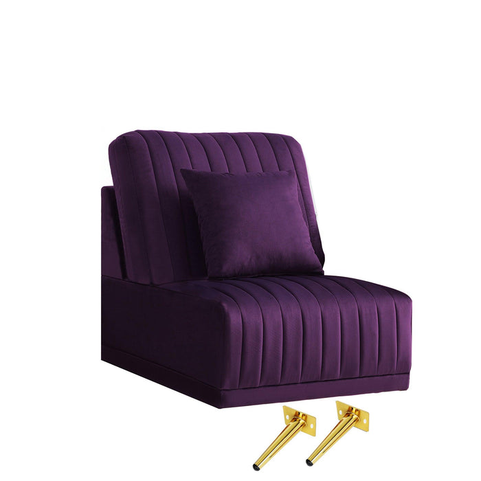 Purple Velvet Accent Chair Living Room Chair Upholstered Middle Chair With ld Legs , not sold separately, needs to be combined with other parts or multiple seats