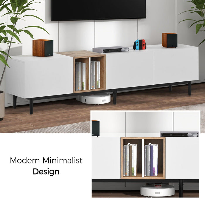 Modern TV Stand for 80’’ TV with 3 Doors, Media Console Table, Entertainment Center with LargeStorage Cabinet for Living Room, Bedroom