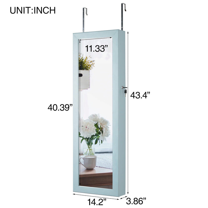 Fashion Simple JewelryStorage Mirror Cabinet With LED Lights Can Be Hung On The Door Or Wall