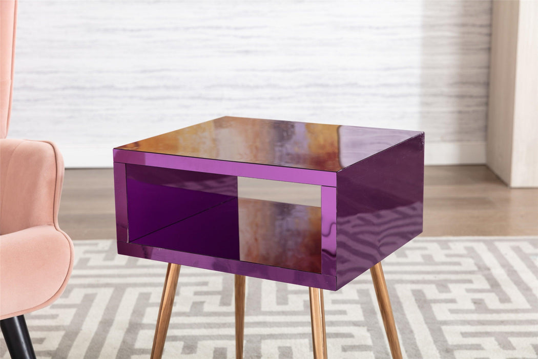 MIRROR END TABLE  MIRROR NIGHTSTAND   END&SIDE TABLE  (Purple color)