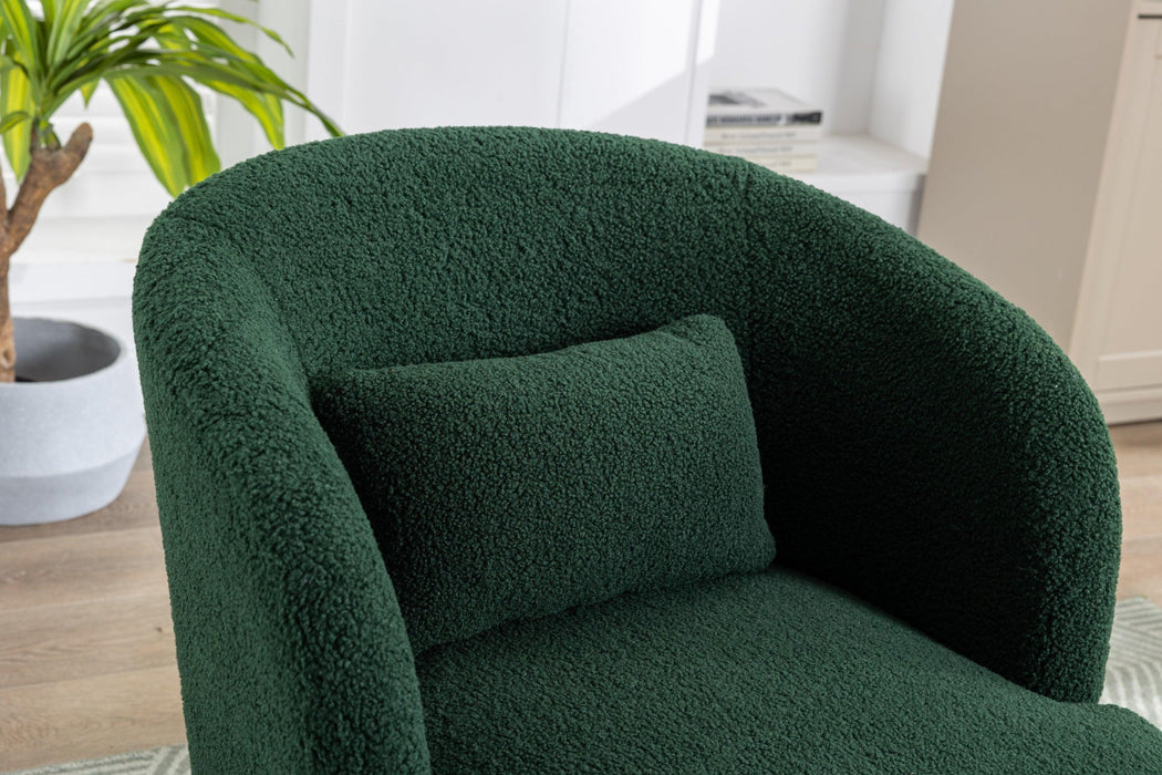 30.32"W Accent Chair Upholstered Curved Backrest Reading Chair Single Sofa Leisure Club Chair with Golden Adjustable Legs For Living Room Bedroom Dorm Room (Green Boucle)