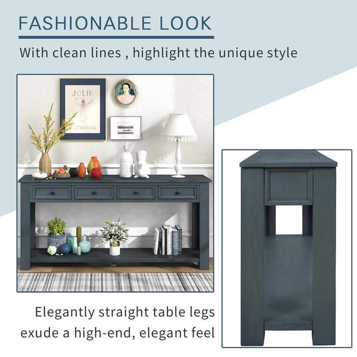 Console Table/Sofa Table withStorage Drawers and Bottom Shelf for Entryway Hallway (Navy)