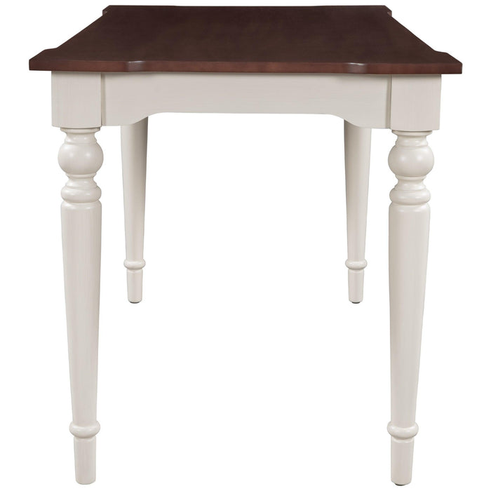 Wood Retro Classical Dining Table, Cherry Top+White Legs