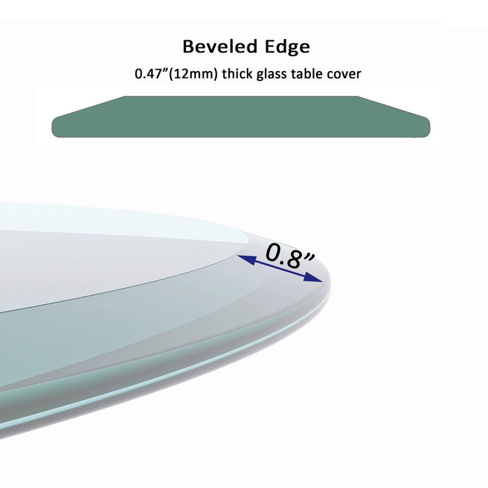 28" Inch Round Tempered Glass Table Top Clear Glass 1/2" Inch Thick Beveled Polished Edge