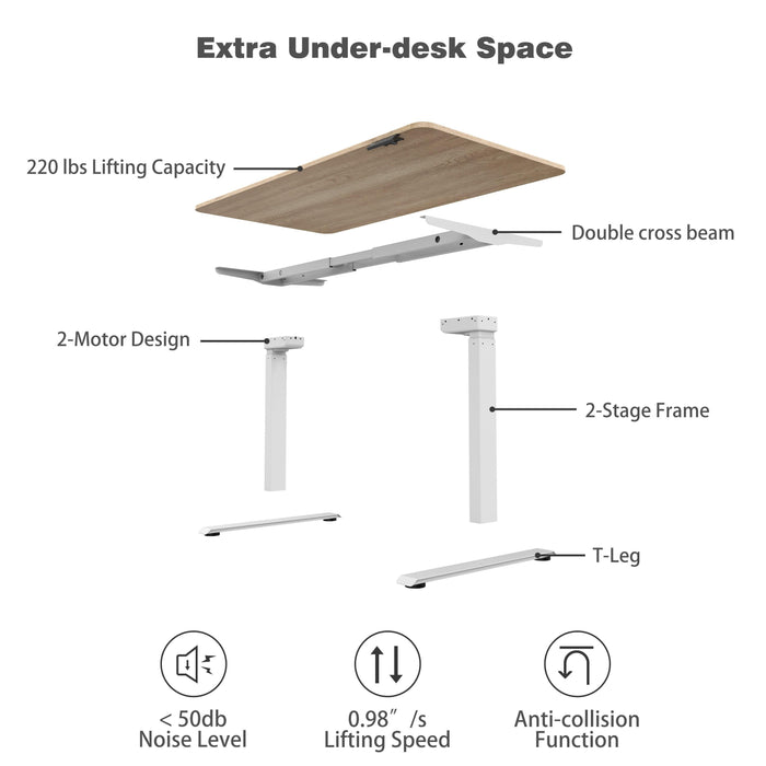 Ergonomic Standing Desk Base Workstation Frame Only，silver grey