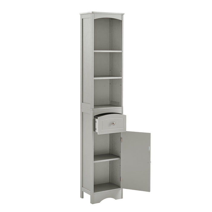 Tall Bathroom Cabinet, FreestandingStorage Cabinet with Drawer, MDF Board, Adjustable Shelf, Grey