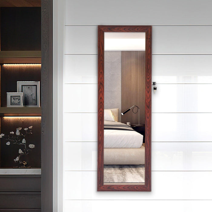 Fashion Simple JewelryStorage Mirror Cabinet With LED Lights Can Be Hung On The Door Or Wall