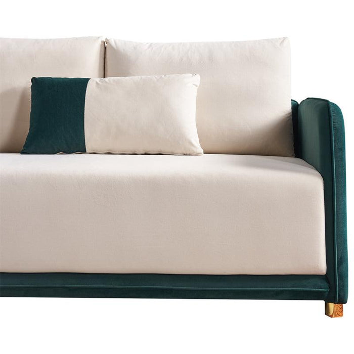 Velvet Sofa BEIGE & GREEN Color