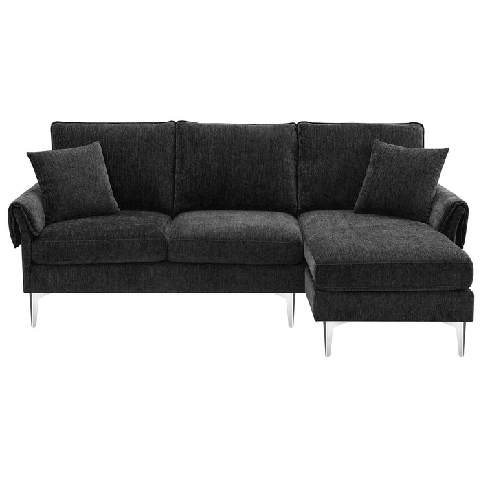 84 " Convertible Sectional Sofa,Modern Chenille L-Shaped Sofa Couch with Reversible Chaise Lounge, Fit for Living Room, Apartment(2 Pillows)