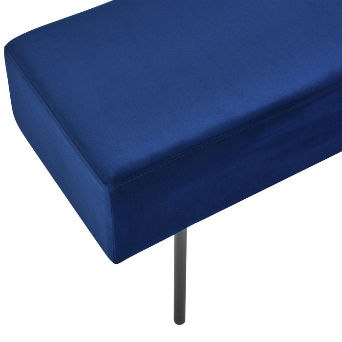 Contemporary Style Bedroom Velvet Upholstered Bench, Blue,( 45'' x13''x 17''）