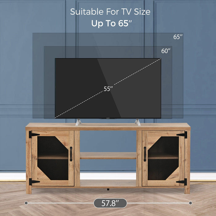 Modern TV Stand for 65” TV with LargeStorage Space, 3 Levels Adjustable shelves, Magnetic Cabinet Door, Entertainment Center for Living Room, Bedroom