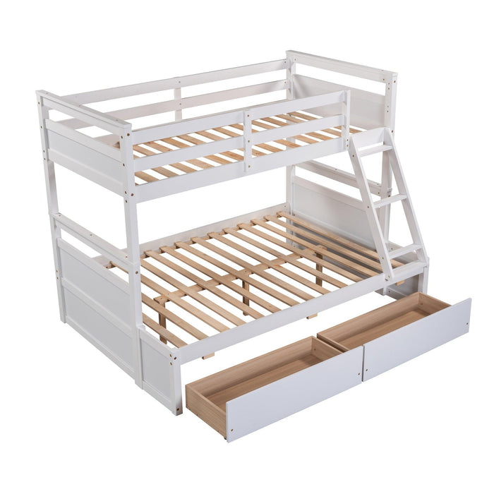 Twin over Full Bunk Bed withStorage - White