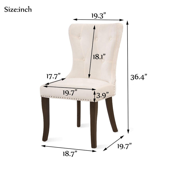 Dining Chair Tufted Armless Chair Upholstered Accent Chair,Set of 2 (Cream)