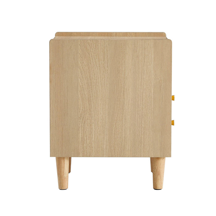 Modern simpleStorage cabinet MDF Board bedside cabinet Japanese rattan bedside cabinet Small household furniture bedside table.Applicable to dressing table in bedroom, porch, living room.2 Drawers