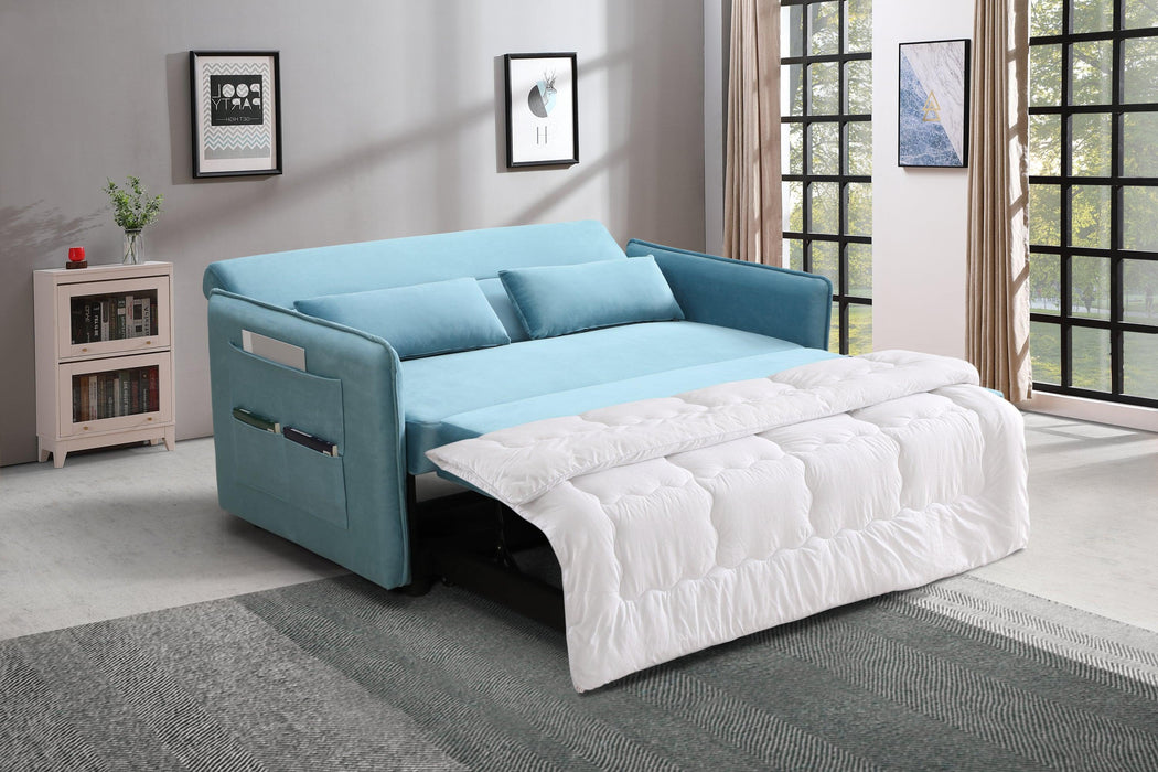 Pull Out Sofa Bed,Modern Adjustable Pull Out Bed Lounge Chair with 2 Side Pockets, 2 Pillows for Home Office