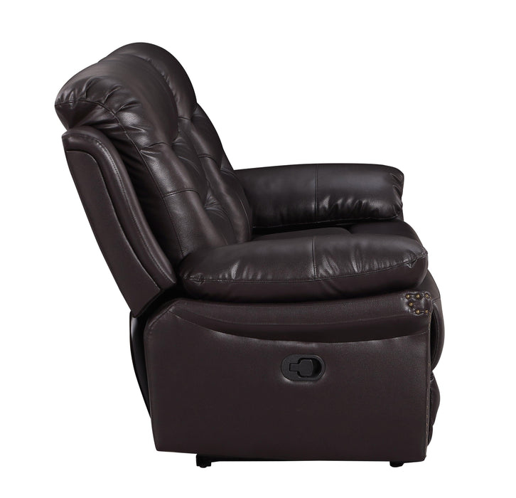 Global United  Leather Air Upholstered Reclining Sofa with Fiber Back