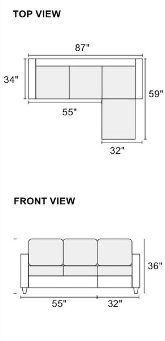 Slate Color Polyfiber Reversible Sectional Sofa Set Chaise Pillows Plush Cushion Couch Nailheads