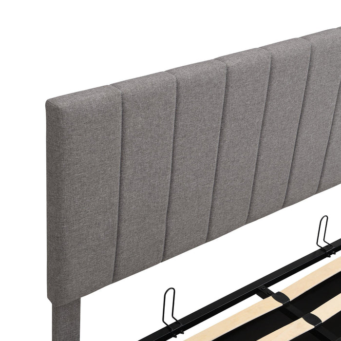 Queen size Upholstered Platform bed with a HydraulicStorage System - Gray