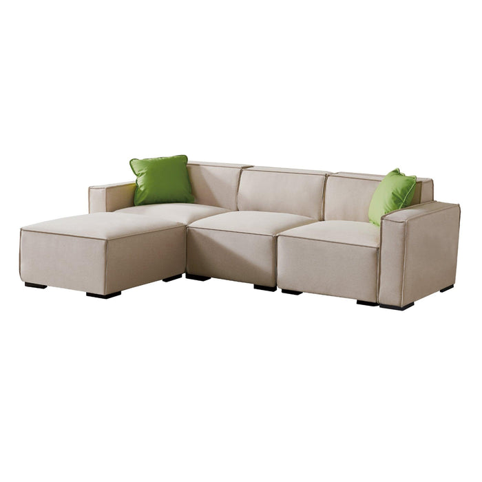 Modular Sofa L Shape with Convertible Ottoman Chaise(Beige)