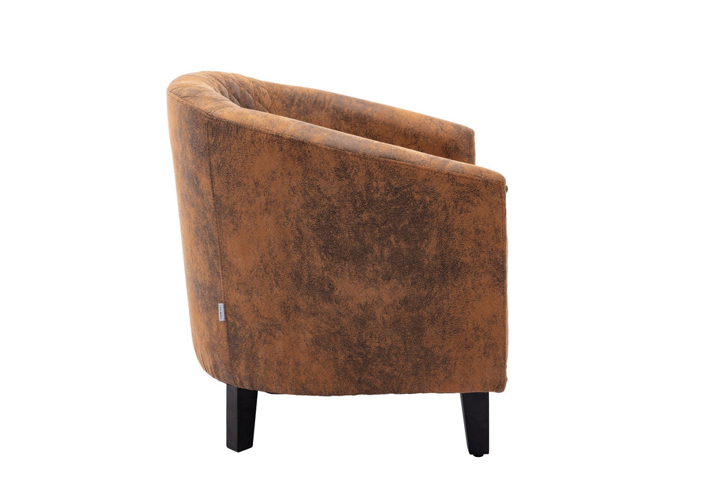 accent Barrel chair living room chair with nailheads and solid wood legs  Light  Coffee microfiber fabric