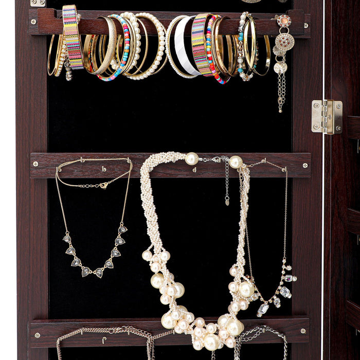 Fashion Simple JewelryStorage Mirror Cabinet With LED Lights Can Be Hung On The Door Or Wall