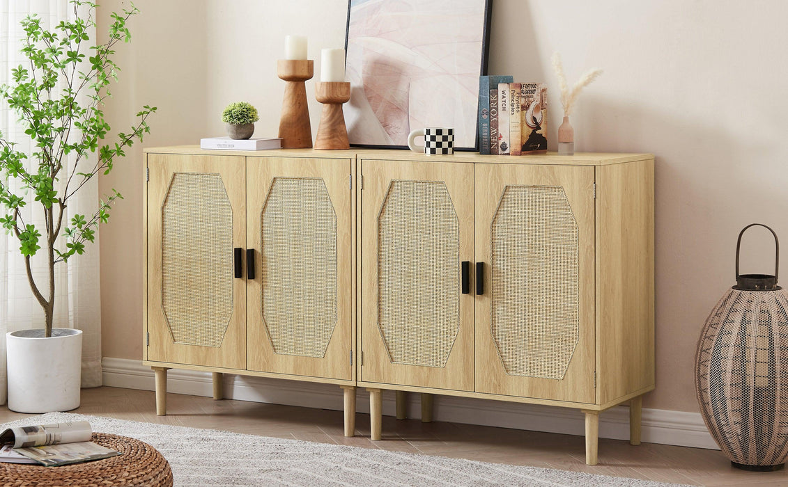 KitchenStorage cabinets with rattan decorative doors, buffets, wine cabinets, dining rooms, hallways, cabinet console tables, （Natural，31.5''LX 15.8''WX 34.6"H）.