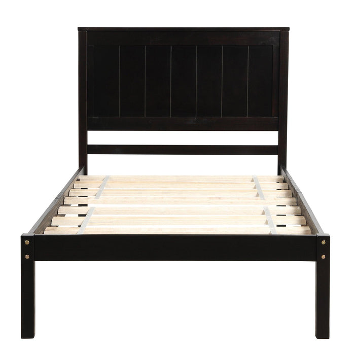 Platform Bed Frame with Headboard , Wood Slat Support , No Box Spring Needed ,Twin,Espresso