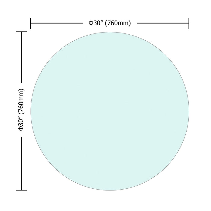 30" Inch Round Tempered Glass Table Top Clear Glass 1/4" Inch Thick Flat Polished Edge