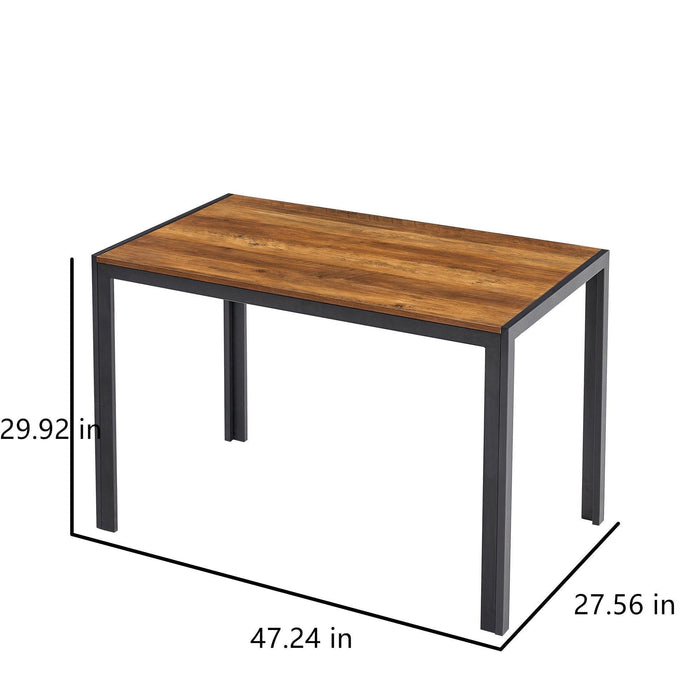 Modern Minimalist Style Dining Table MDF wooden Top Black Metal Shelf Metal Dining Room Kitchen restaurant dining Table