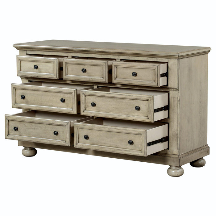 Solid Wood Seven-Drawer Dresser for Nursery, Kid’s Room, Bedroom, Stone Gray