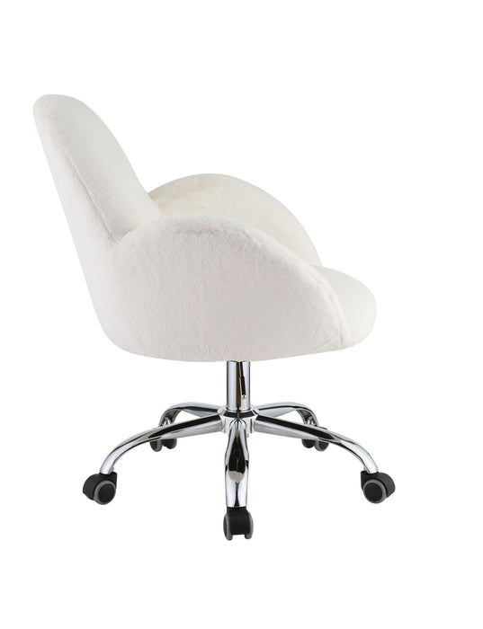 ACME JaOffice Chair in White Lapin & Chrome Finish OF00119