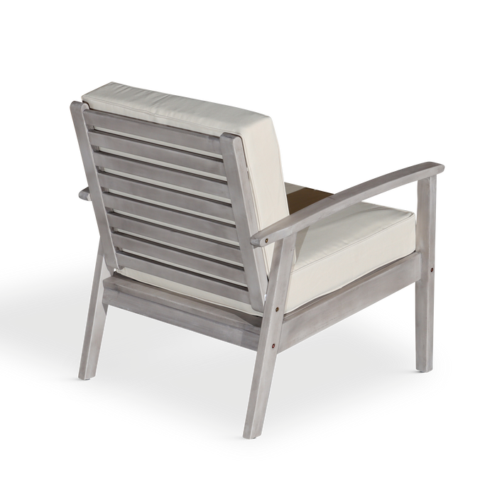 Deep Seat Eucalyptus Chair, Silver Gray Finish, Navy Cushions