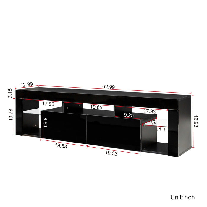 FURNITURE & RUGS TV Stand 160 LED Wall Mounted Floating 63" TV Stand (black)