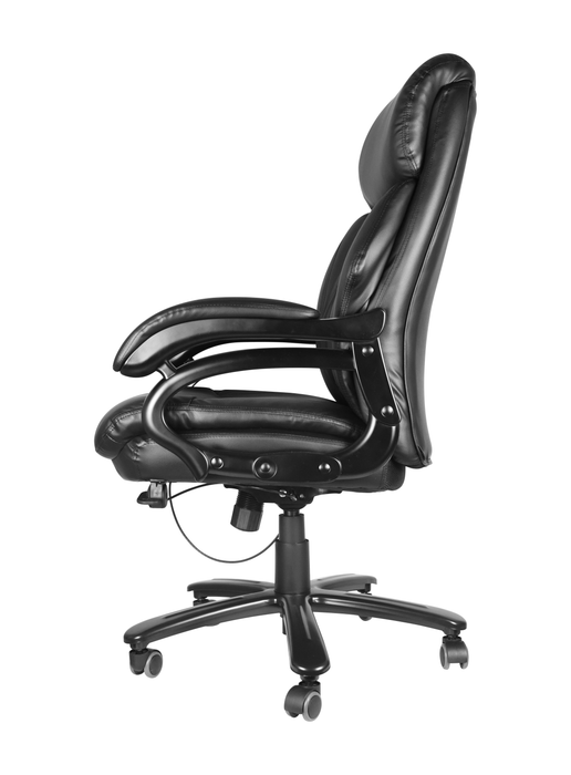 Executive Office Chair， High Quality PU Leather Chair with Soft Cushion and Backrest, 400lbs，Black