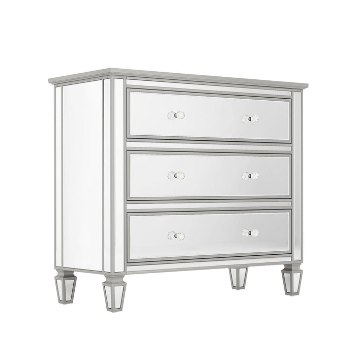 Elegant Mirrored Chest with 3 Drawers,Modern Silver FinishedStorage Cabinet for Living Room, Hallway, Entryway