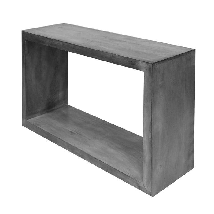 52" Cube Shape Wooden Console Table with Open Bottom Shelf, Charcoal Gray