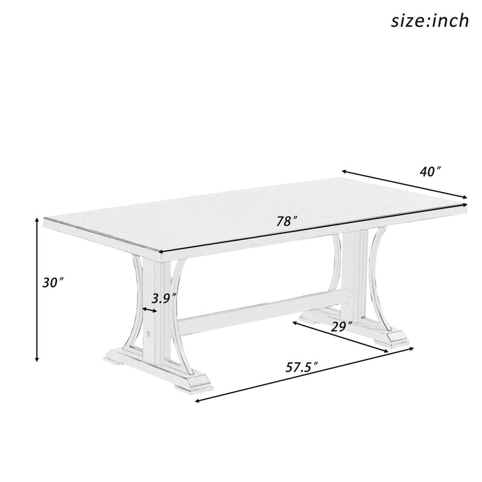 Retro Style Dining Table 78” Wood Rectangular Table, Seats up to 8 (Gray)