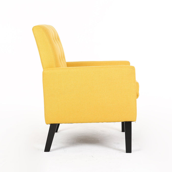 Fabric Accent Chair for Living Room, Bedroom Button Tufted Upholstered Comfy Reading Accent Chairs Sofa (Yellow)