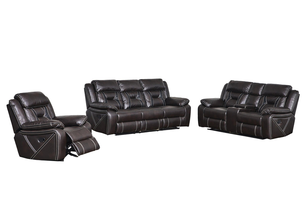 Reclining upholstered manual puller in faux leather, Brown  72.83*38.58*40.16