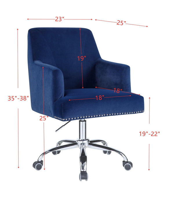 ACME Trenerry Office Chair in Blue Velvet & Chrome Finish OF00117