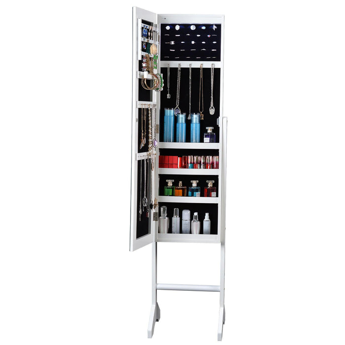 Full Mirror Fashion Simple JewelryStorage Cabinet  With Led Light  Can Be Hung On The Door Or Wall