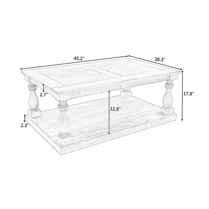 Rustic Floor Shelf Coffee Table withStorage,Solid Pine Wood (As same As WF287269AAB)