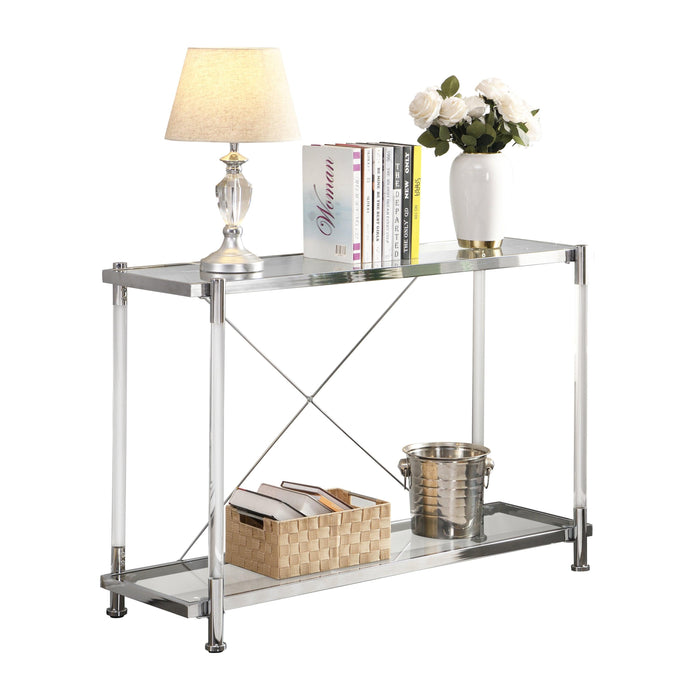 Acrylic Glass Side Table,Chrome Sofa Table,  Console Table for Living Room& Bedroom