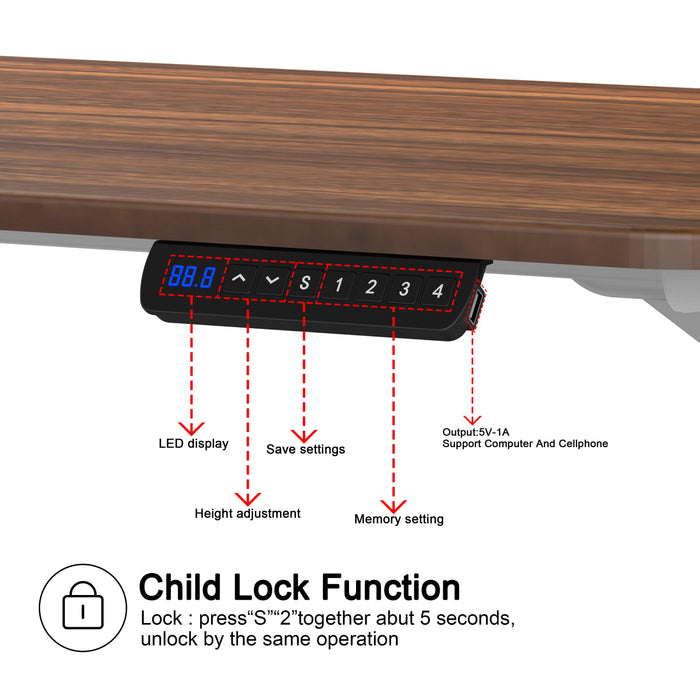 Electric Standing Desk  with Dual Motor Height Adjustable Sit Stand Desk Computer Workstation with USB Charge
"	
，Silver Grey