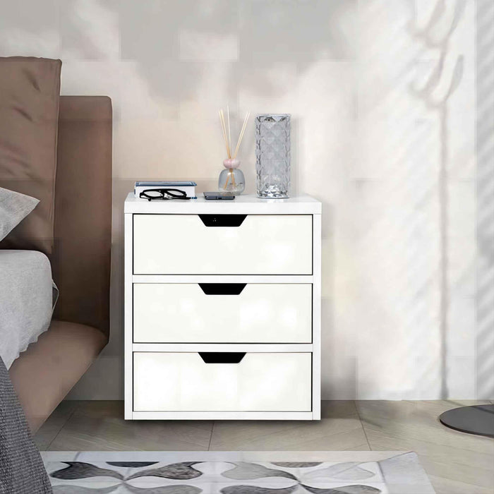 Bedside table with wireless charging station, bedside table with lockers andStorage drawers, bedside table sofa coffee table, white