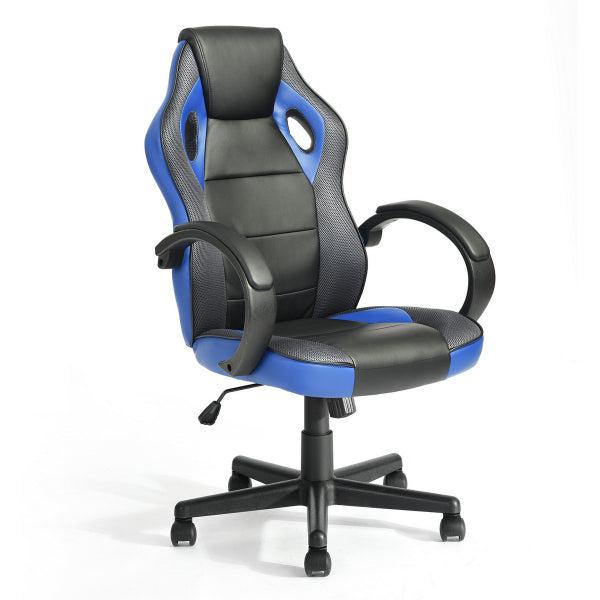 Gaming Office Chair with Fabric Adjustable Swivel, BLACK AND BLUE