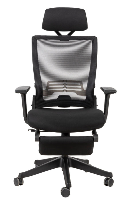 High Back Office Chair with 2d armrest and foot rest, tilt function max 128°,Black