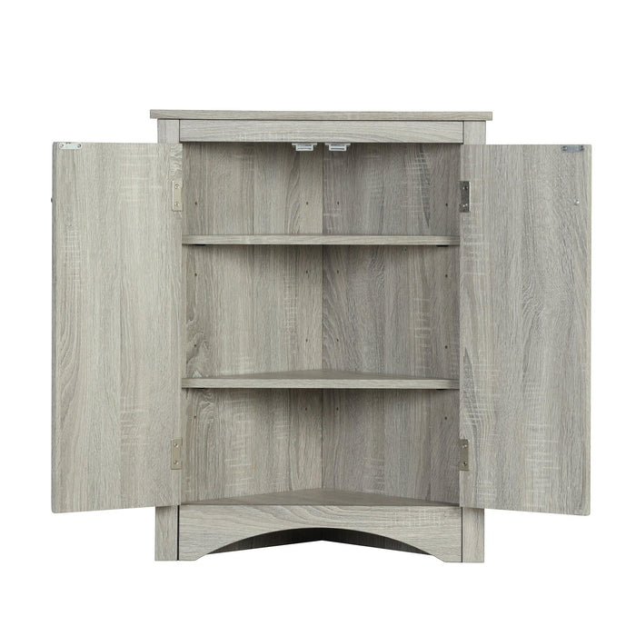 Oak Triangle BathroomStorage Cabinet with Adjustable Shelves, Freestanding Floor Cabinet for Home Kitchen