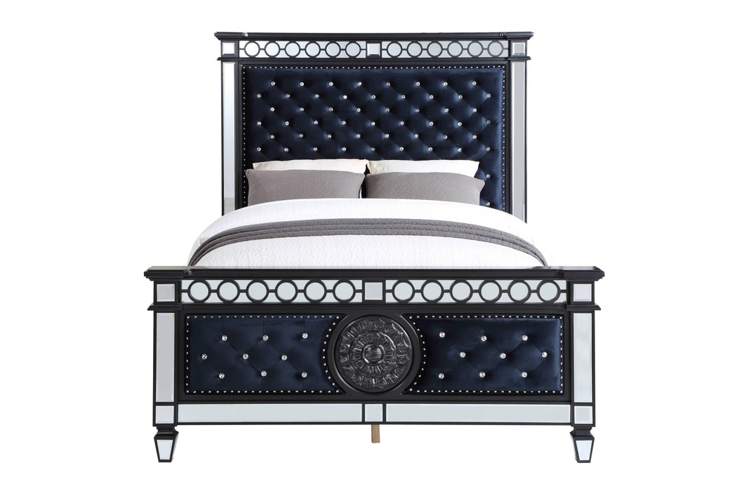 ACME Varian II Queen Bed  in Black Velvet & Sliver FINISH BD00584Q