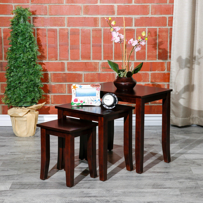 3-Piece Nesting Table Set, Dark Brown